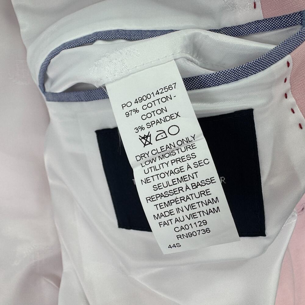 Tommy Hilfiger Mens TH Flex Modern Fit Chambray Suit Jacket Light Pink 44S - Picture 6 of 6